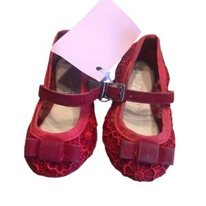 Zulia Mexico Size 12 (US 4) Red Lace Kids Mary Jane Shoes